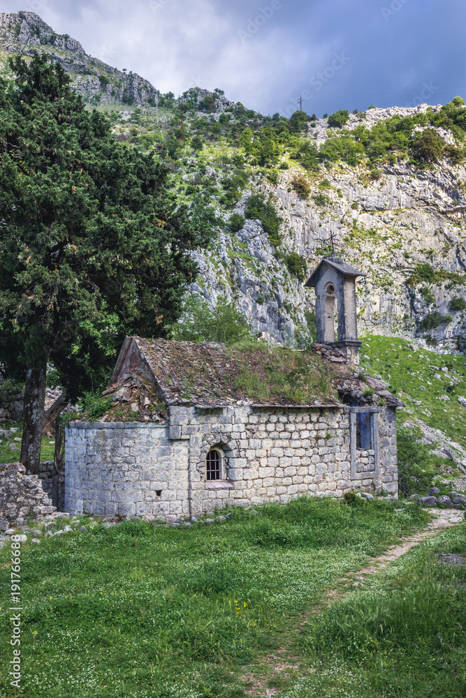 Chapel of St John on the mountain above Kotor town in Montenegro Chapel of St John on the mountain above Kotor town in Montenegro