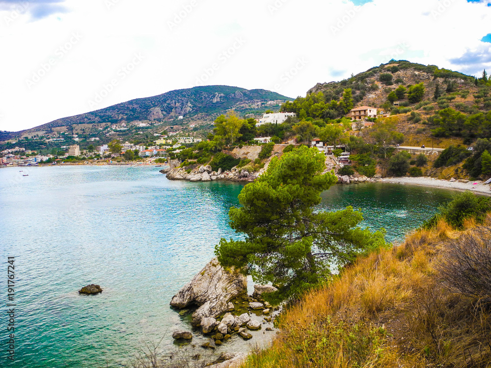 The resort town of Tolo and Asini beach.