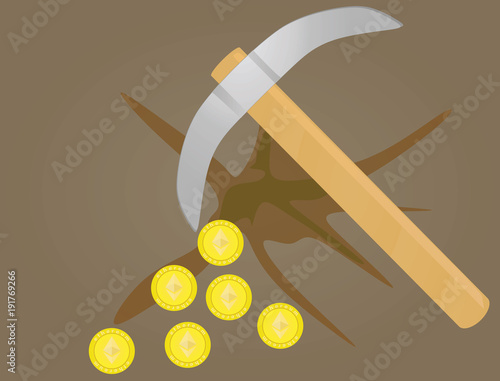 Ethereum mining. vector illustration