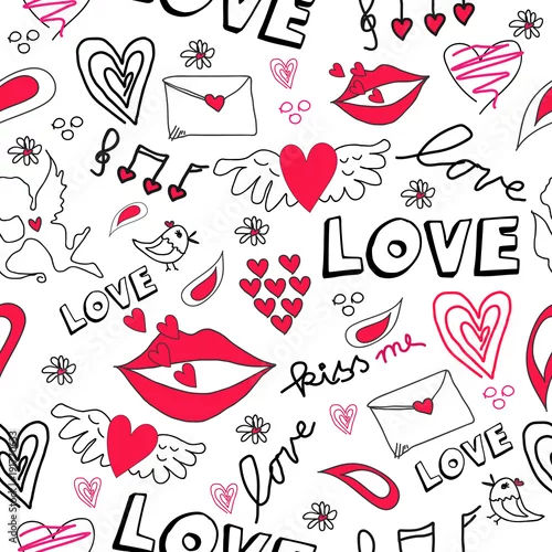 Tapety SZALONA NASTOLATKA MIŁOŚĆ SEAMLESS WEKTOROWY WZÓR. TEKSTURA ABSTRAKTU SERCA. KONTEKST DZIEŃ WALENTYNKI