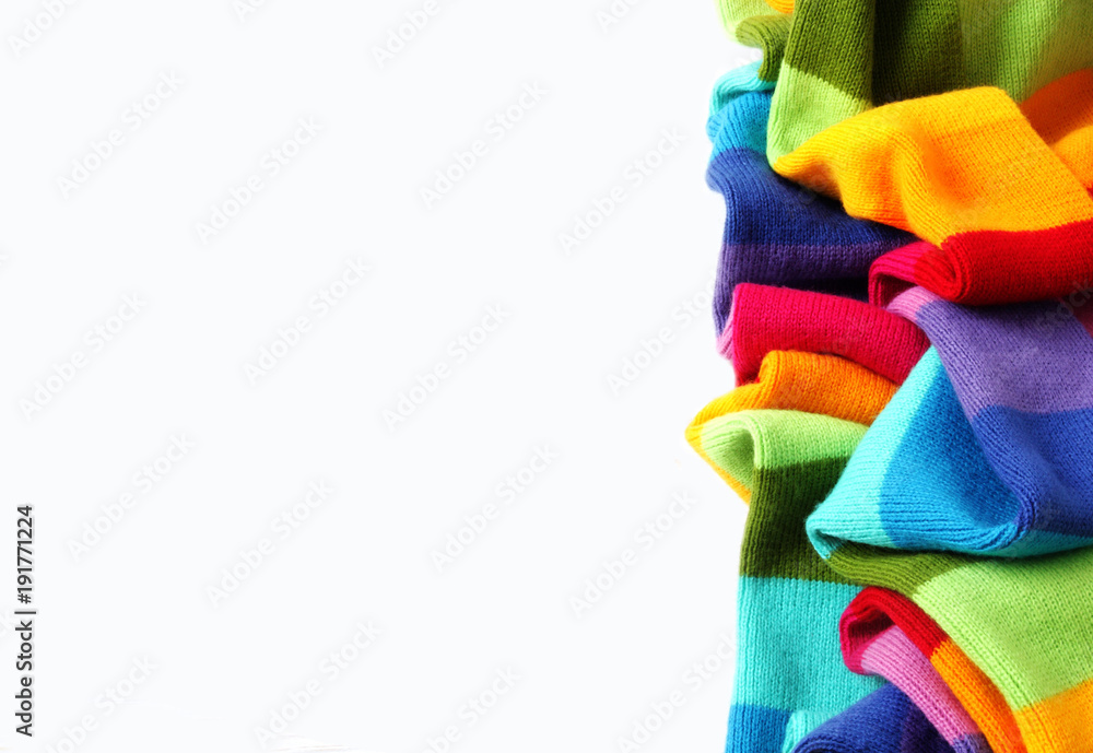 Multicolored rainbow scarf isolated on white Multicolored rainbow scarf isolated on white