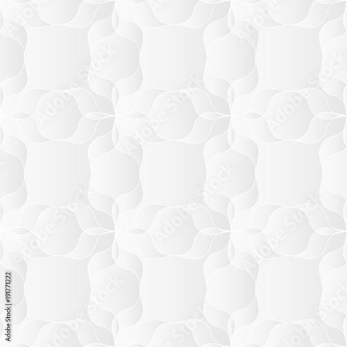 Neutral white abstract texture. Decorative background with 3d pleated paper effect. Vector seamless repeating pattern.