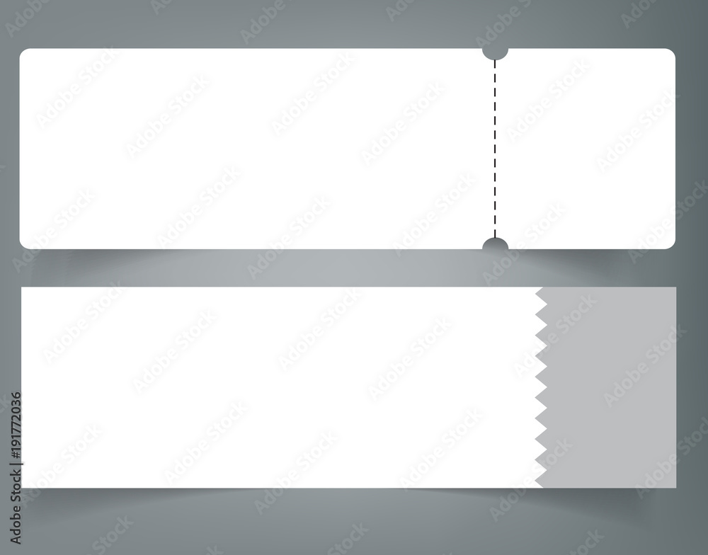 Blank event concert ticket mockup template. Concert, party or festival