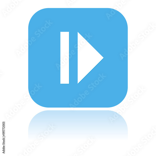 PAUSE icon. Blue square icon with reflection