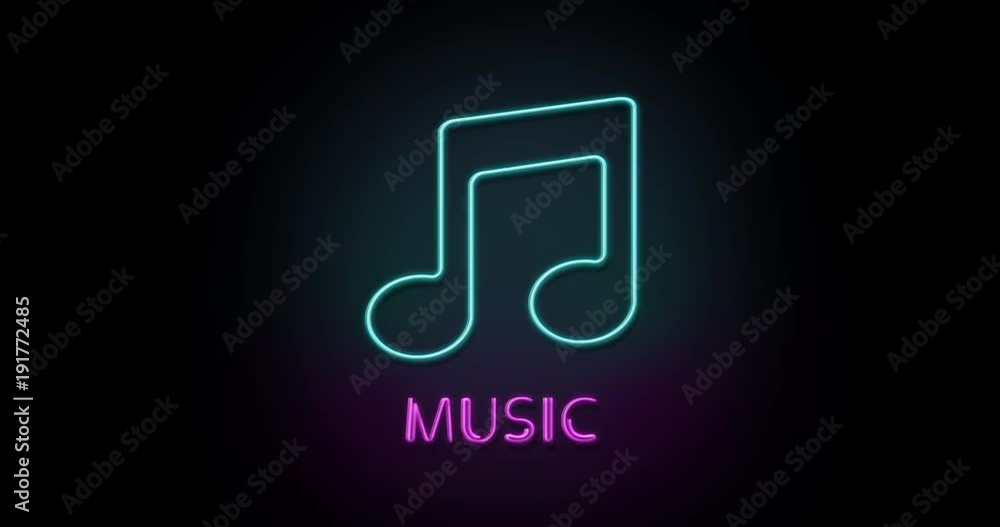 Colorful neon light glowing icon music. Object isolated in PNG format with alpha transparency channel background Colorful neon light glowing icon music. Object isolated in PNG format with alpha transparency channel background