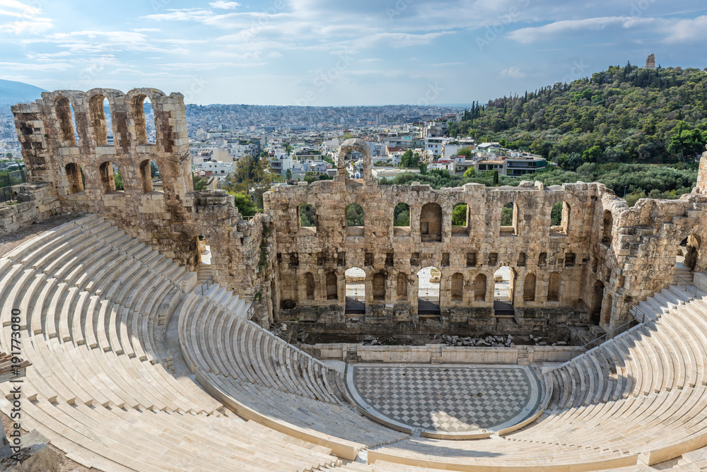 Herodes Atticus ancient theater in Acropolis of Athens, Greece