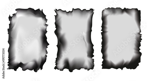 
Set of scorched papers on a transparent background, isolated vector illustration
