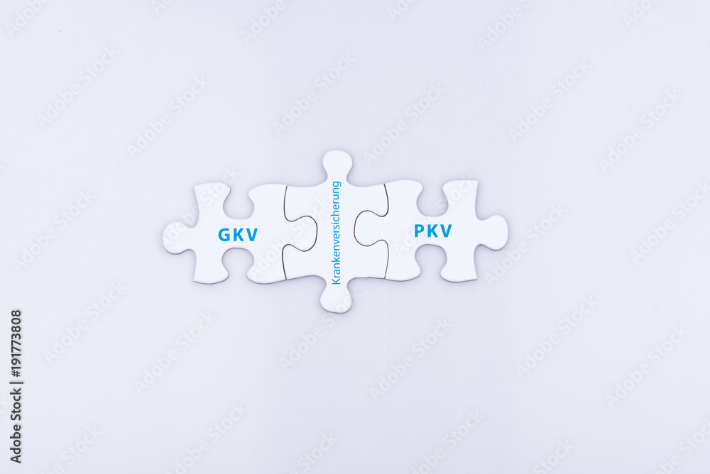 Puzzleteile mit GKV und PKV Krankenversicherung Puzzleteile mit GKV und PKV Krankenversicherung