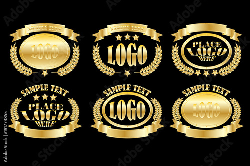 Obraz na płótnie Gold_oval_badge_set