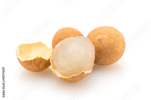 Fresh longan fruits isolated on white background