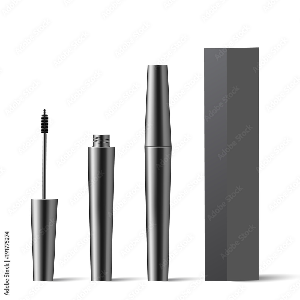 Cosmetics. Makeup. Mascara brush. Realistic object of cosmetics. Vector illustration design. Cosmetics. Makeup. Mascara brush. Realistic object of cosmetics. Vector illustration design.
