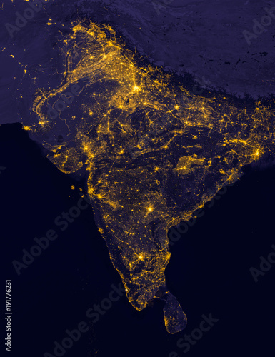 Fotomural India lights during night as it looks like from space