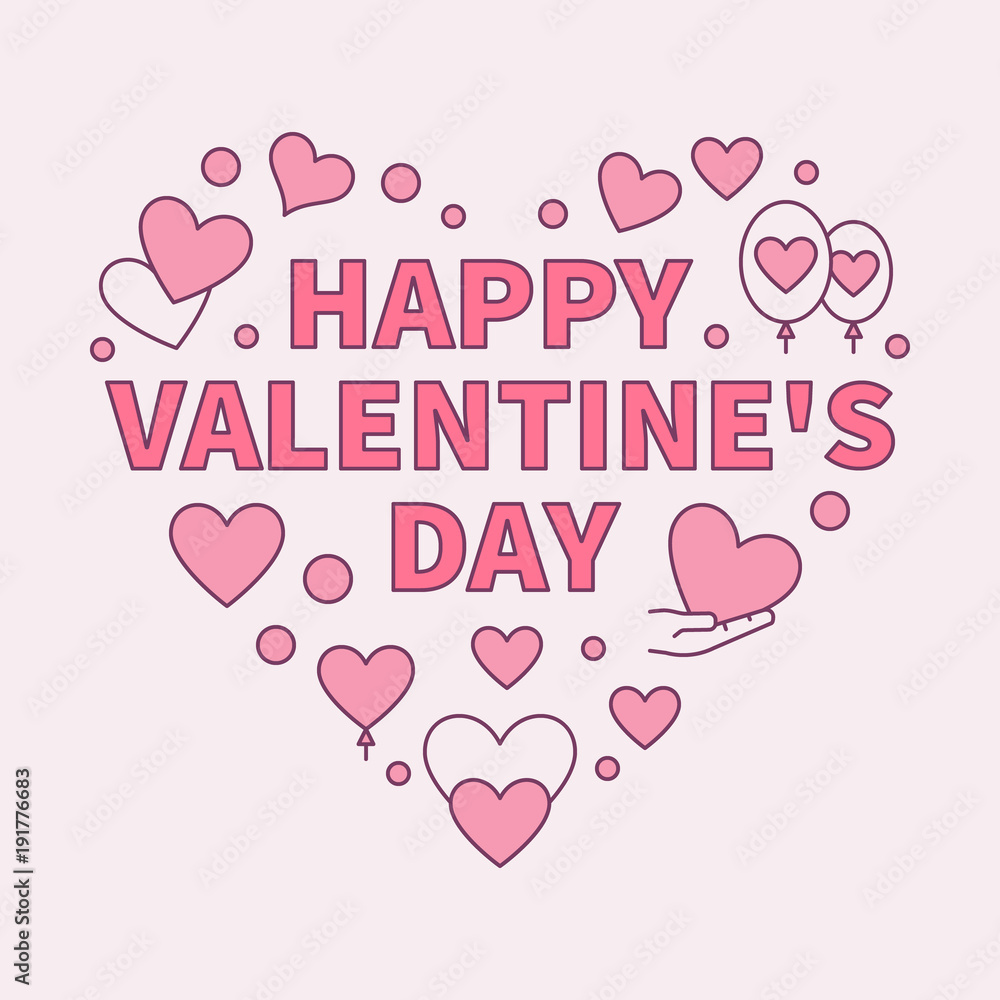 Happy Valentine's Day Heart colored vector illustration