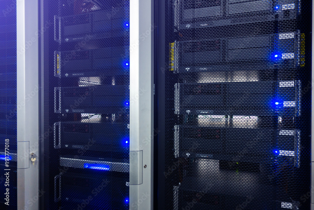 Data center, server room. Web internet and network telecommunication technology, big data storage and cloud computing computer service business concept. Data center, server room. Web internet and network telecommunication technology, big data storage and cloud computing computer service business concept.