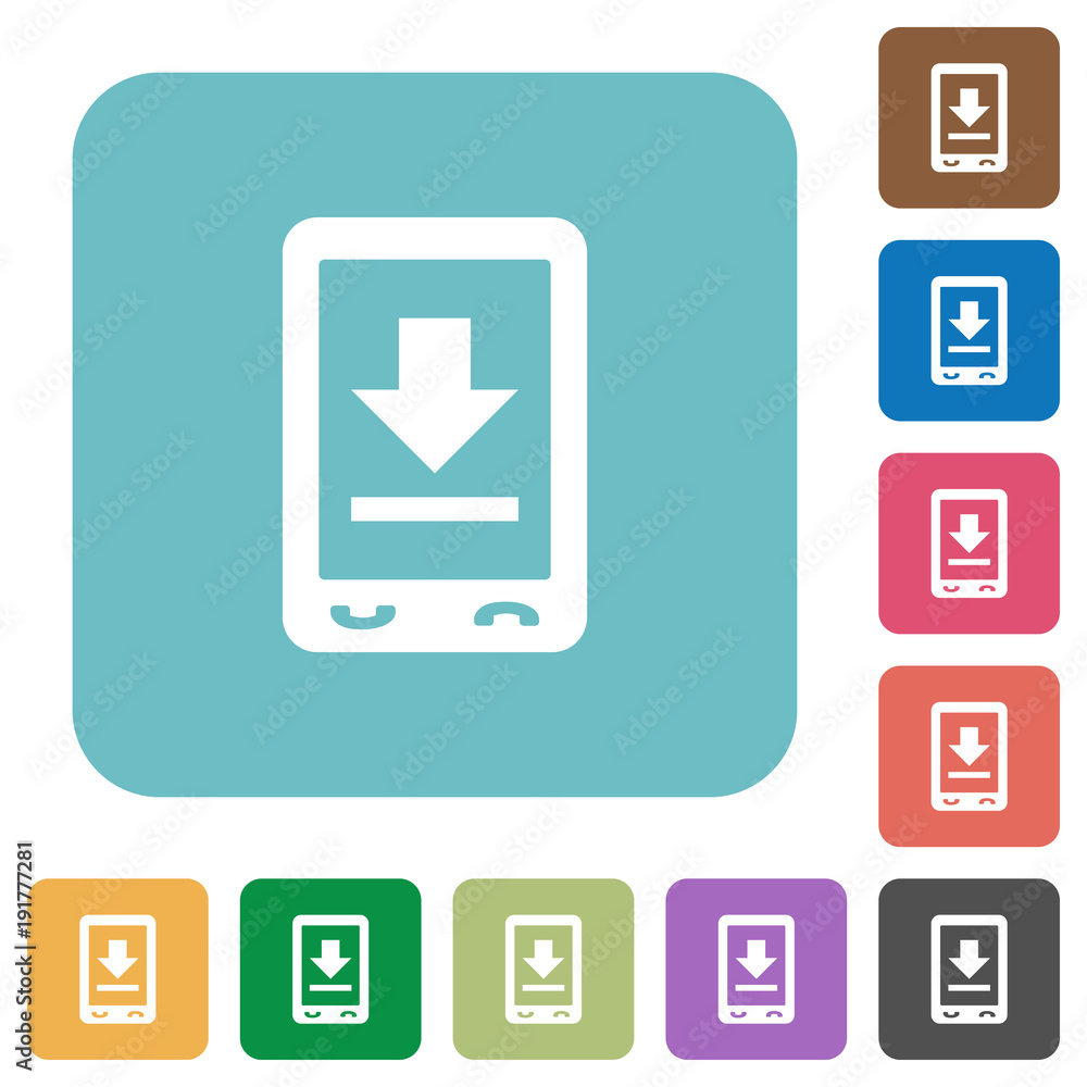 Mobile download rounded square flat icons Mobile download rounded square flat icons