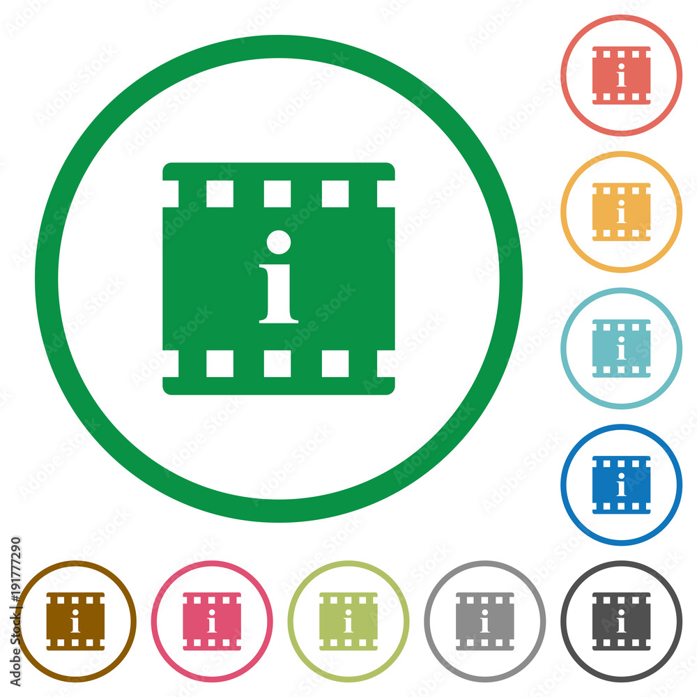 Movie information flat icons with outlines Movie information flat icons with outlines