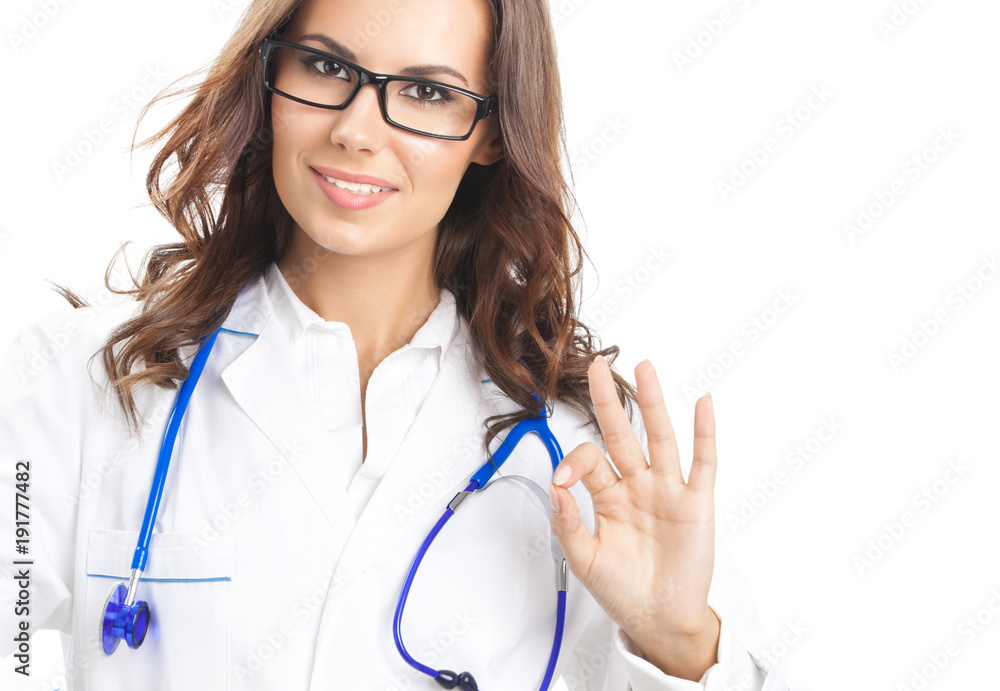 Doctor showing okay sign, isolated Doctor showing okay sign, isolated