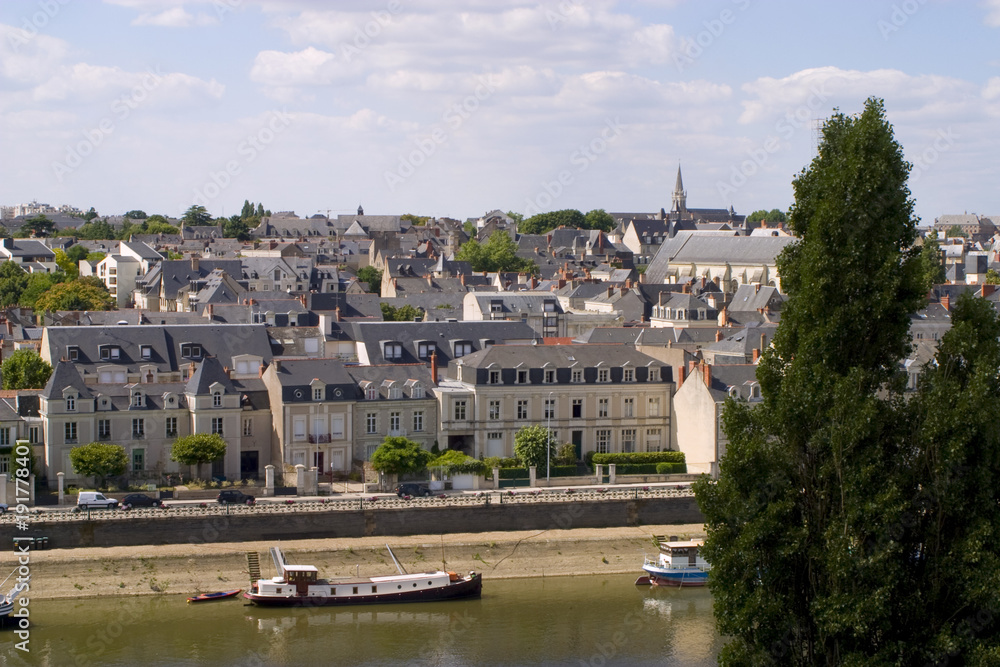 Fototapeta premium View over Angers skyline, Maine et Loire, France, Europe