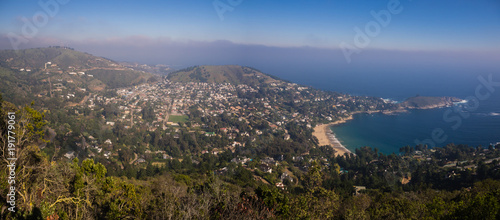 Panoramic of the coast town of Zapallar in Chile. Landscape of the coast and beach in zapallar © Erlantz