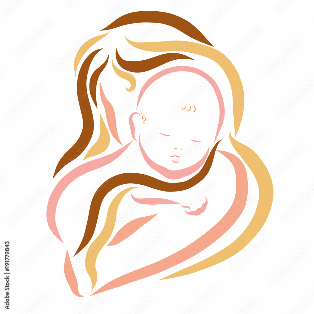 Mother gently hugs her baby Mother gently hugs her baby