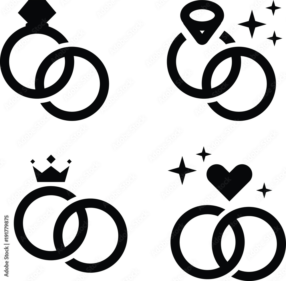 Wedding Rings Icon Vector Template Stock Vector | Adobe Stock