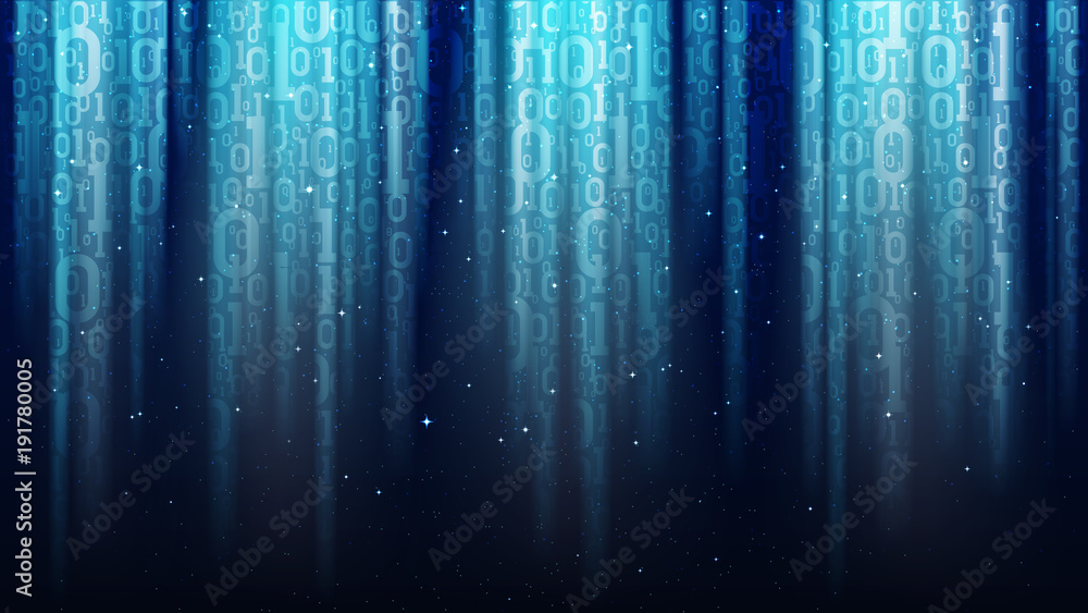 Dark Blue Background With Light Rays Translucent Binary Code Sequins Shining Night Starry Sky Under Water Stock Vector Adobe Stock