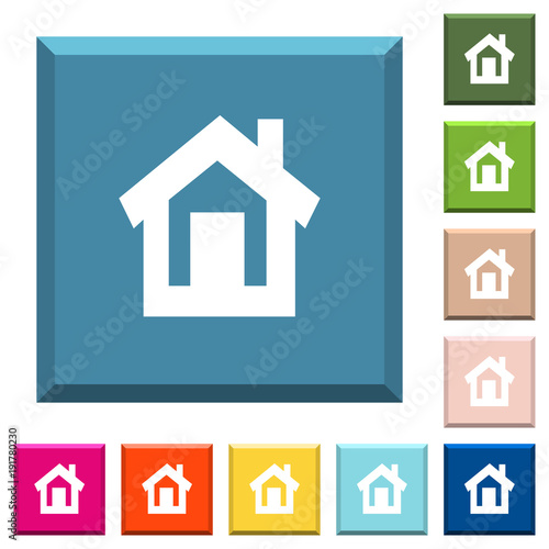 Home white icons on edged square buttons