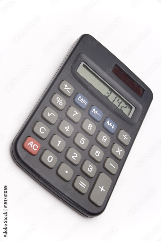 Calculator on white background showing value of pi Calculator on white background showing value of pi