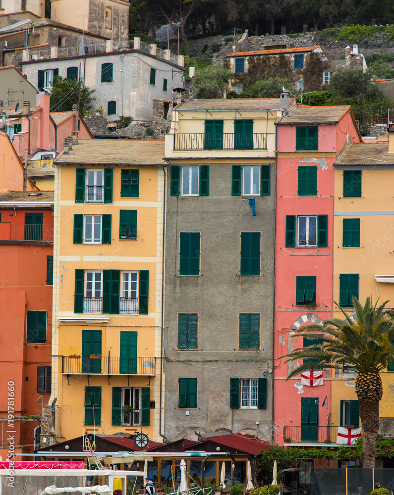 Colourful buildings in a port town along the Mediterranean Colourful buildings in a port town along the Mediterranean