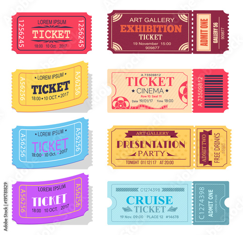 Ticket and Presentation Party Vector Illustration