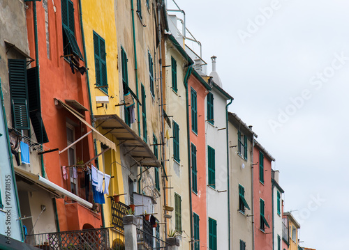 Colourful buildings in a port town along the Mediterranean  photo