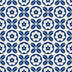 Fototapete Retro-Muster Nahtloses Retro Blumen- und Blättermuster  © orangeberry