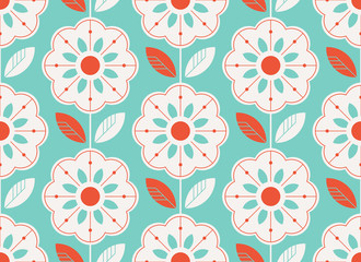 Handdoek met foto Scandinavische stijl patronen seamless floral pattern in scandinavian style  © orangeberry