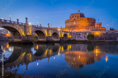 Castel Sant'Angelo in Rome at sunset.