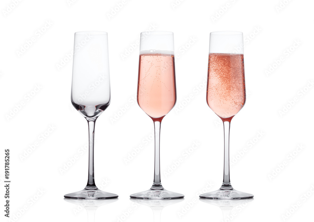 Elegant Rose pink champagne glasses with bubbles Elegant Rose pink champagne glasses with bubbles