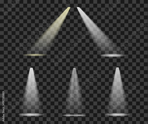 Set lights to ligh the lighting scene bright shining refelectors - isolated vector