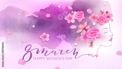 Happy women's day. 8 March with flowers