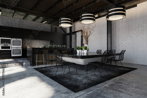 Modern black designer loft conversion interior