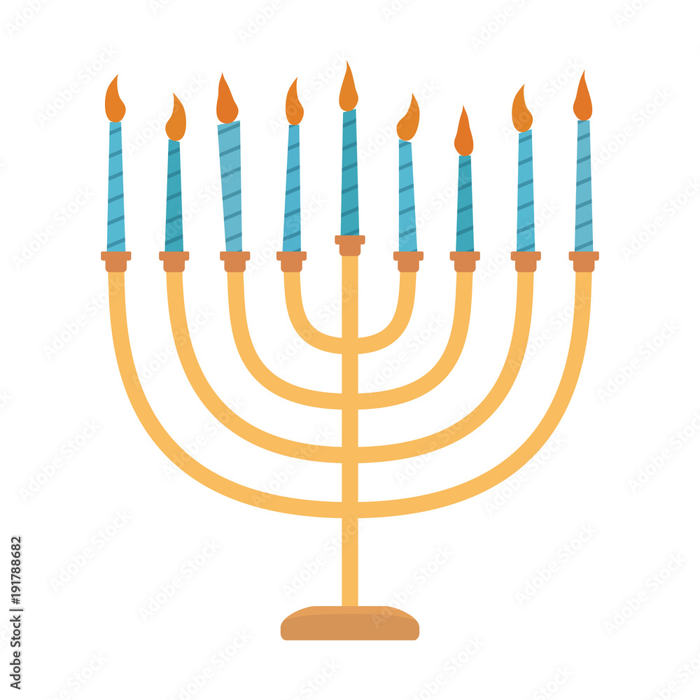 Hanukkah holiday Menora flat design icon Hanukkah holiday Menora flat design icon