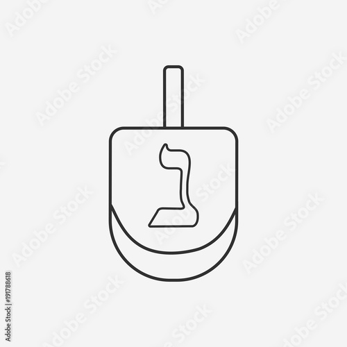 Hanukkah holiday dreidel flat black outline design icon