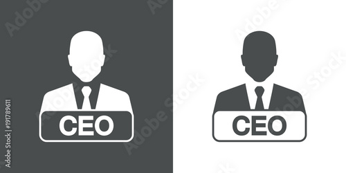 Icono plano hombre con letrero CEO gris y blanco photo