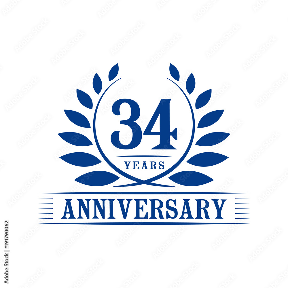 34 years anniversary logo template. 