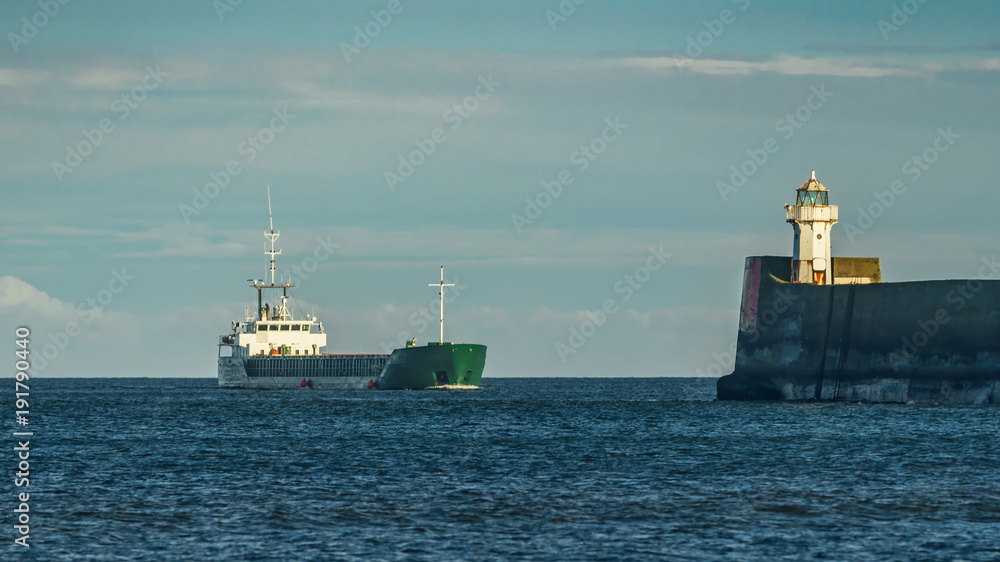 Cargo Ship arriving at harbour