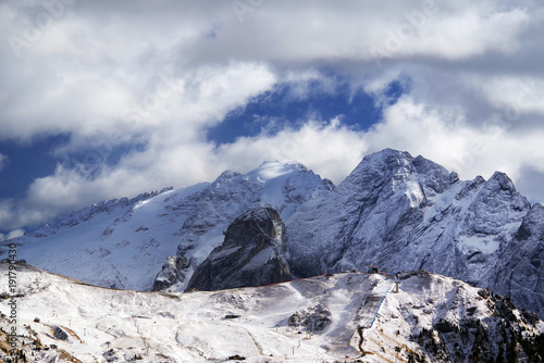 Marmolada Mountains in the Dolomites  Italy  Europe