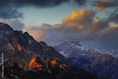 Autumn light on the Dolomites, Italy, Europe