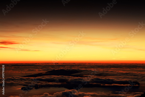 Sunrise seen from Pico volcano (2351m), Pico Island, Azores, Portugal, Europe