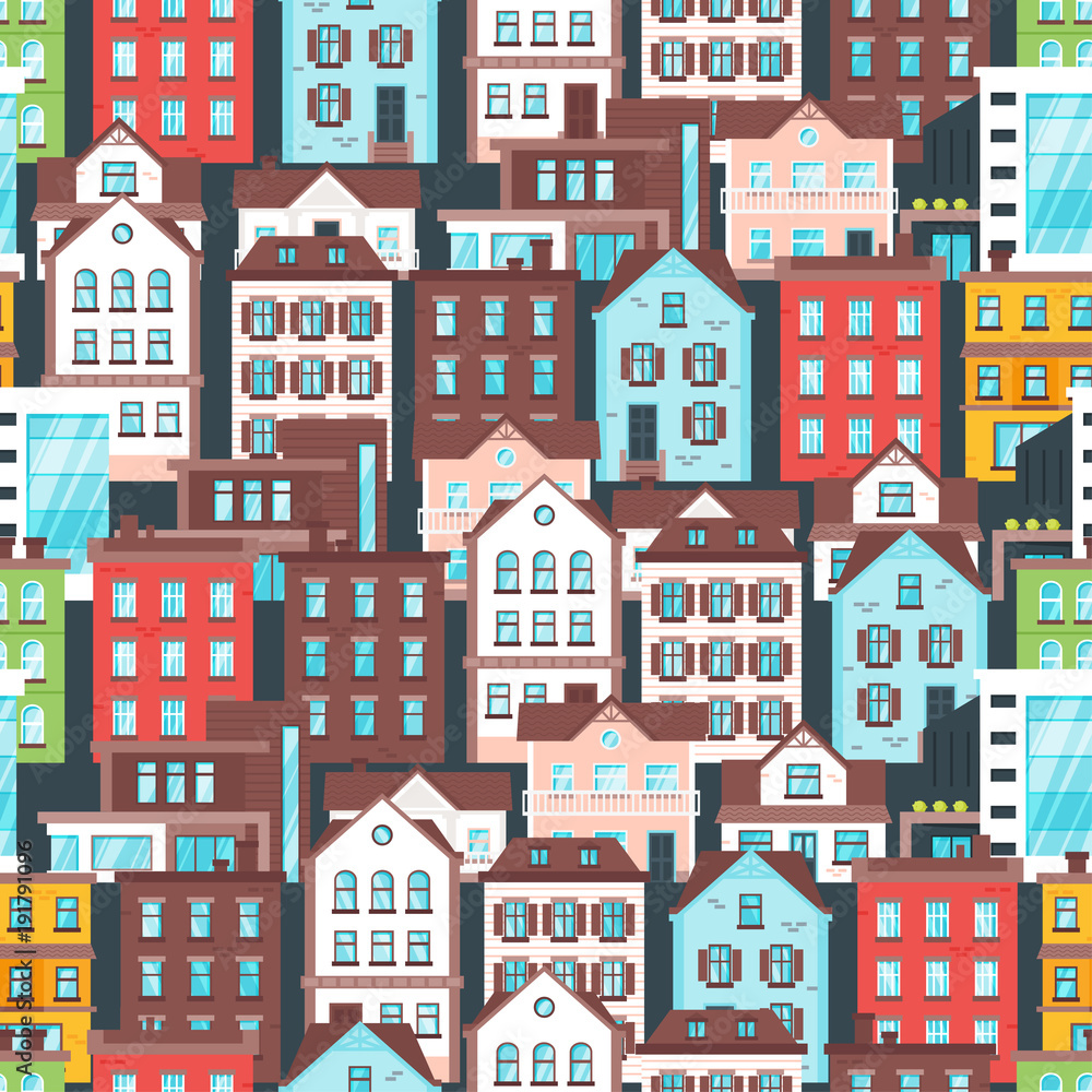  pattern with city buildings.