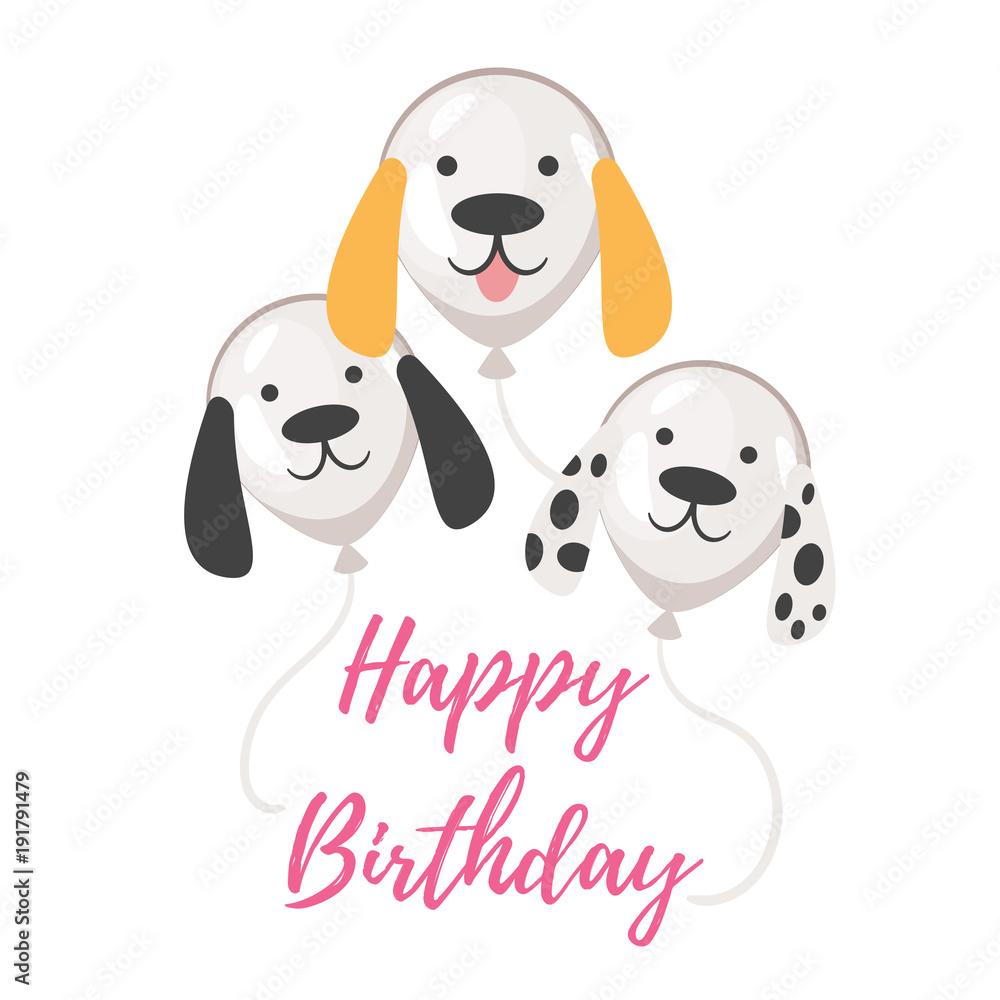 Fototapeta premium Dog Birthday party greeting card