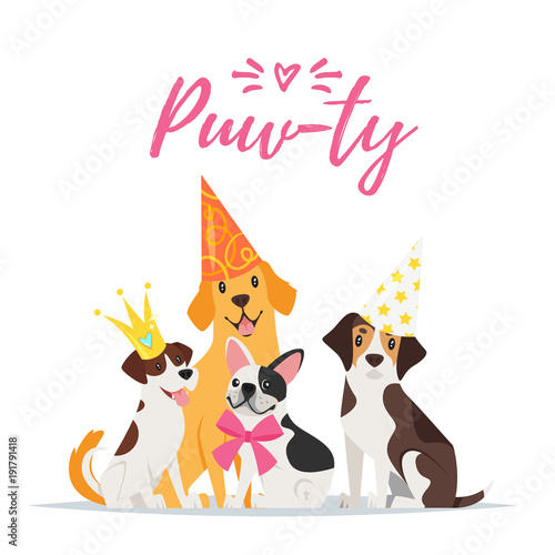 Dog Birthday party greeting card