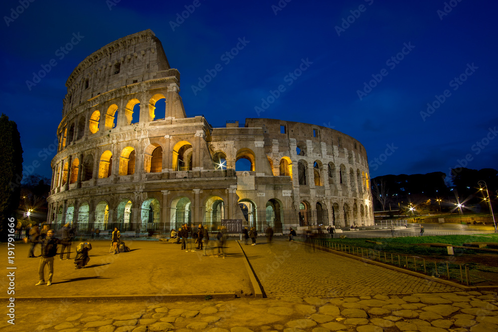February 2018: The ancient Roman Colosseum in Rome, Italy